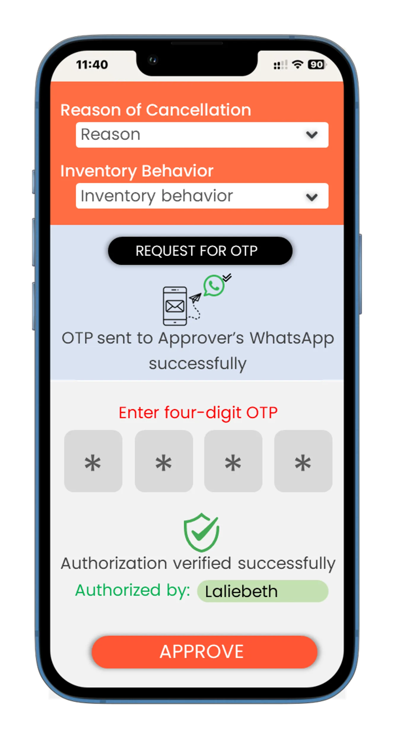 BrixPOS Manager approval screen
